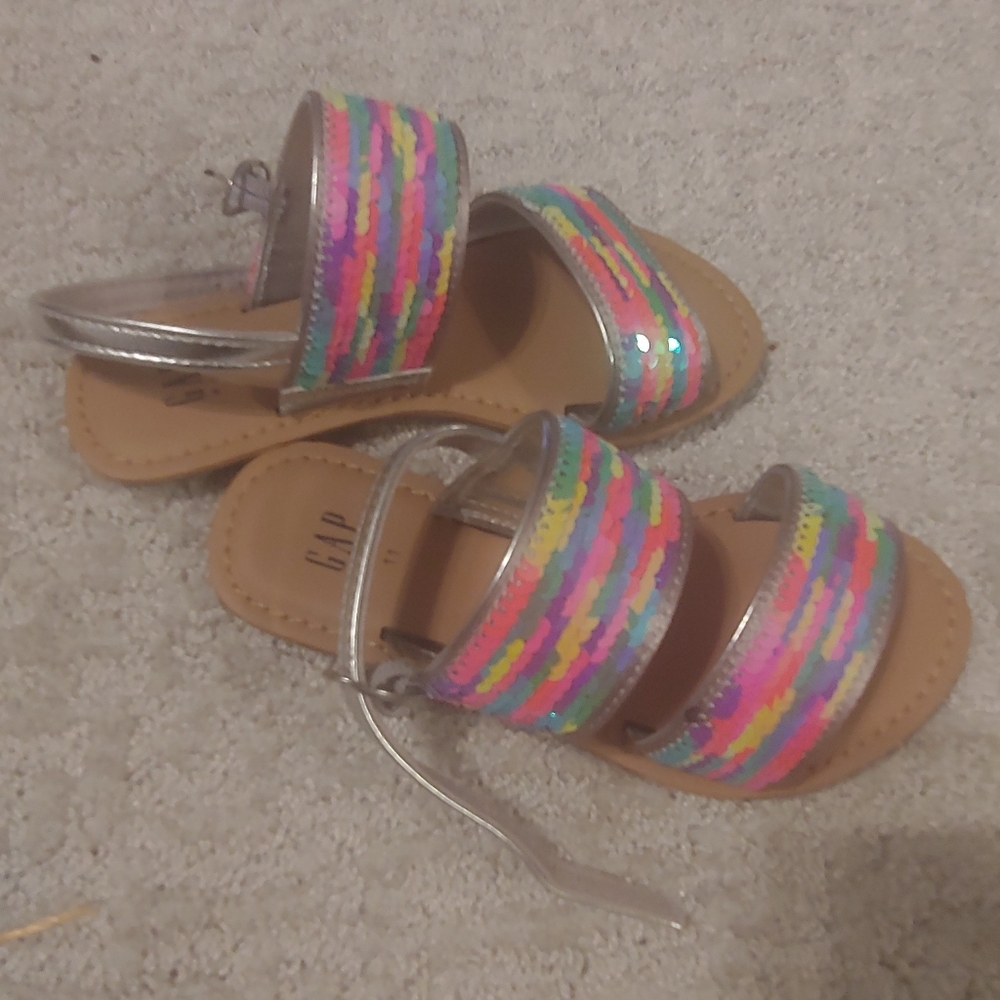 Gap rainbow sequin sandals NWOT